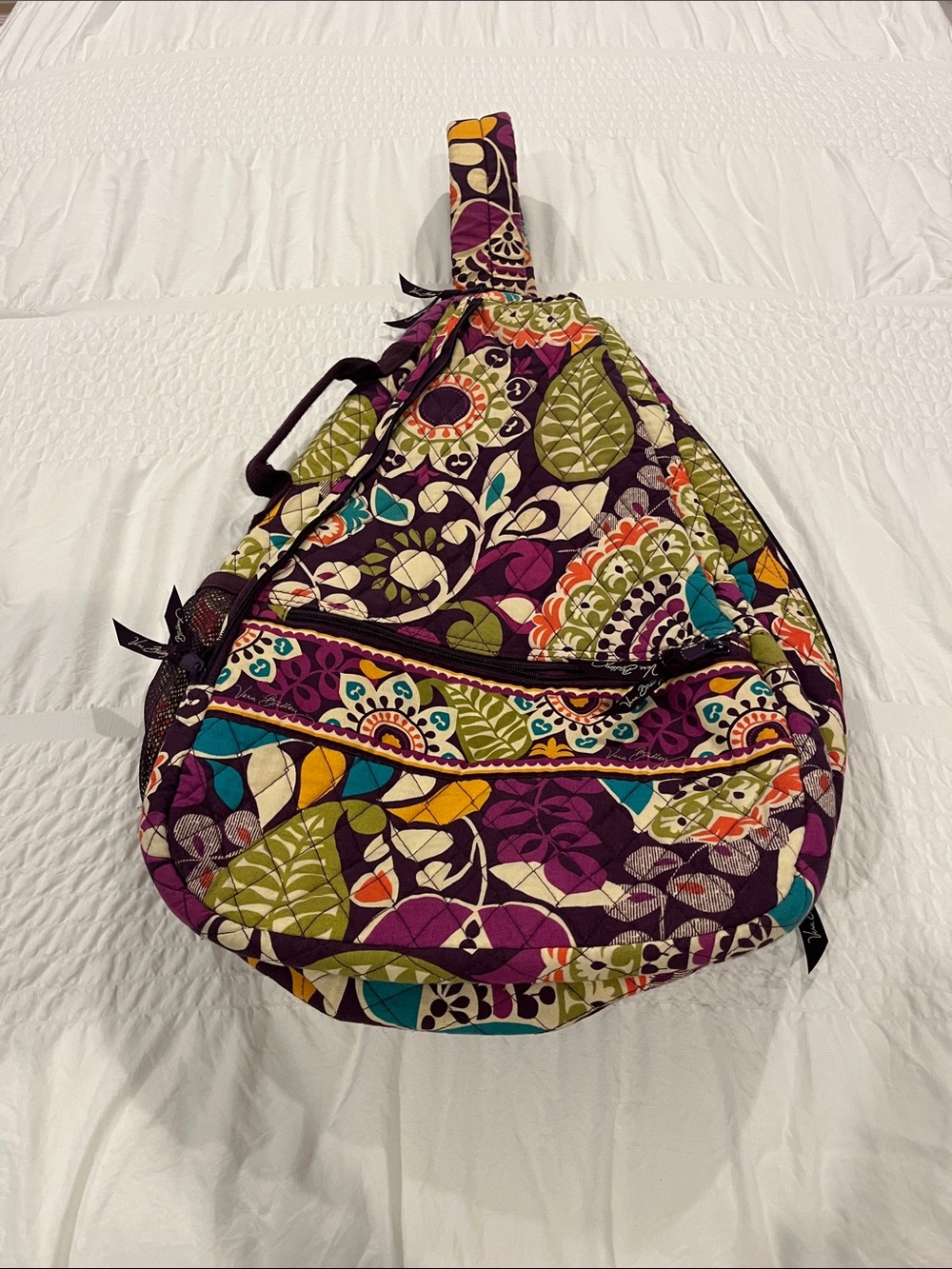 Vera Bradley Plum Multi-Color Quilted Sling Backpack